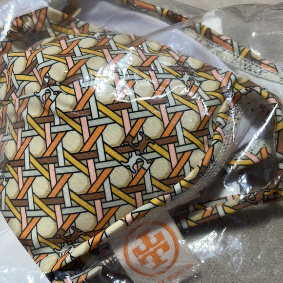 NWT (XS) Tory Burch buttermilk basketweave all new string bikini top hoop halter - Picture 5 of 9